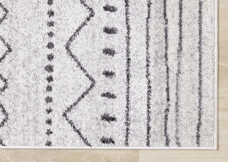 Emmett Cream Grey Tribal Inspired Frieze Rug, 7'10\" x 10'6\" Indoor Area Rug