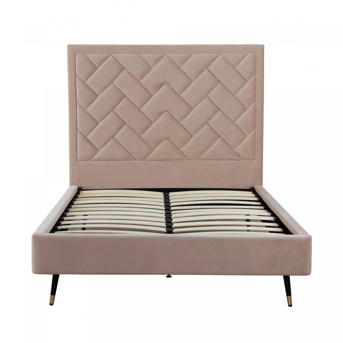 Crosby Modern Upholstered Velvet Full Bed in Nude
