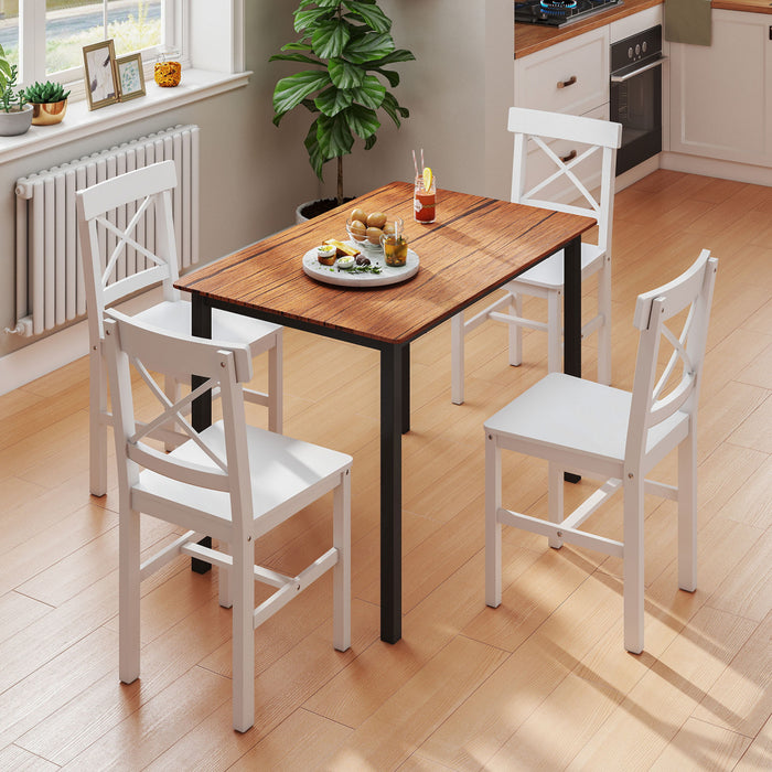 HOMCOM Farmhouse Wood Dining Chairs Set of 4 with Cross Back, White