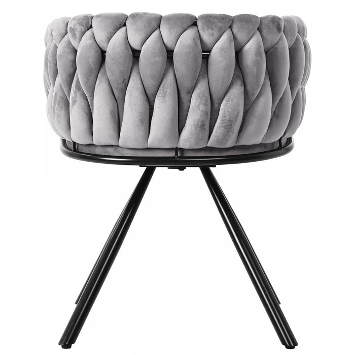 Amelia Velvet Swivel Dining Chairs with Tufted Upholstered and Metal Legs Set of 6, Grey