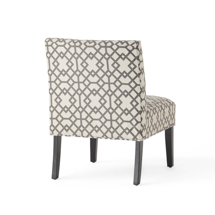 Oliver Linen-look Fabric Accent Chair Set Of 2 With Rubberwood Legs,Grey and Ivory
