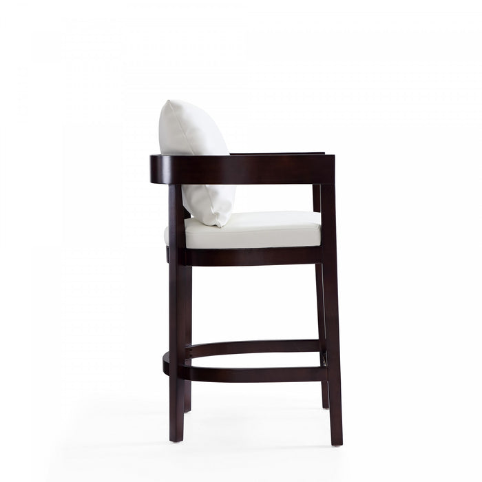 Ritz Mid-Century Modern Wood Upholstered Counter Stool in Ivory - Set of 2