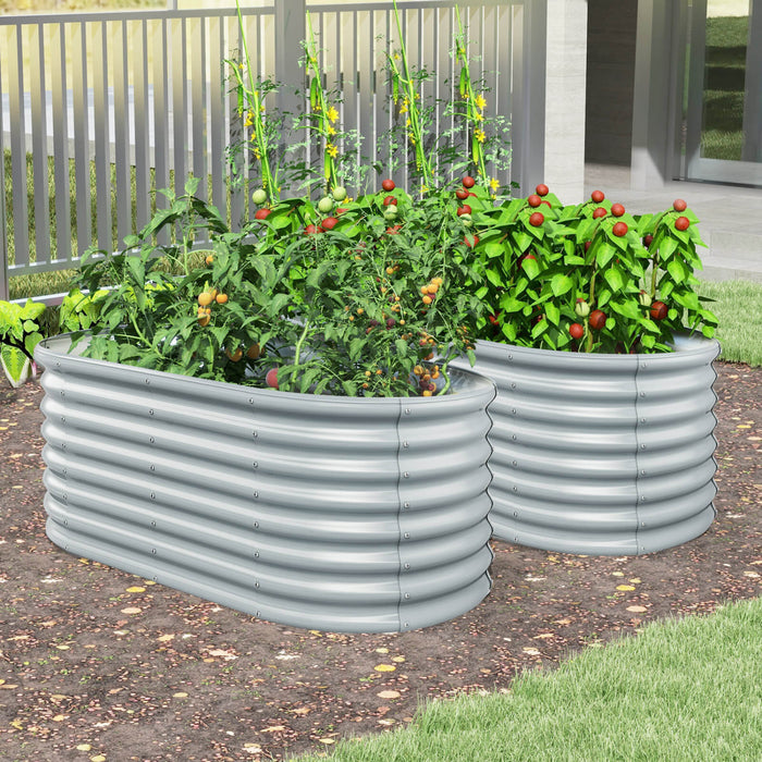 Costway 2 Pcs Raised Garden Bed Kit Planter Raised Garden Boxes Outdoor 65\" X 32\" X 24\" Gray