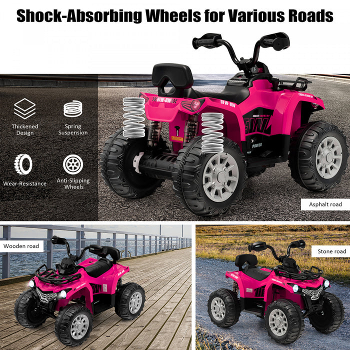 Costway 12v Kids Ride On Atv Electric 4-wheeler Quad 2 Speeds W/ Mp3 & Headlights Pink