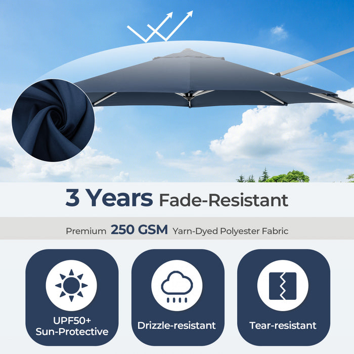 Costway 11 FT Outdoor Patio Umbrella, Round Cantilever Umbrella w/ 360° Rotation Navy