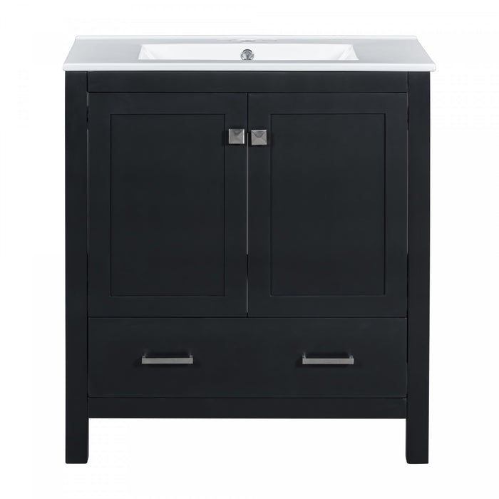 Madeline 60 Inch Double Sink Bathroom Vanity with Ceramic Basins and Smart Storage，Black