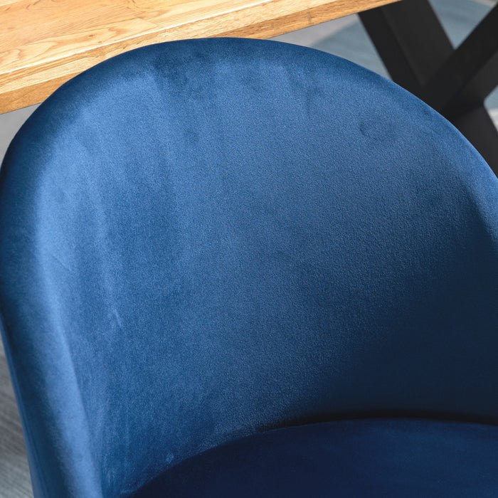 HOMCOM Dining Chairs Set of 2, Mid-Back Velvet-touch Upholstery Side Chair
