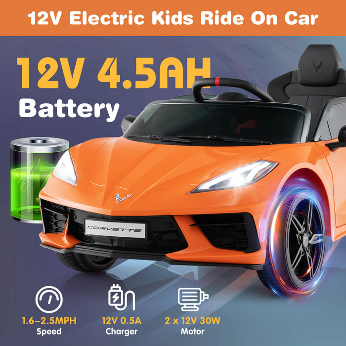 Costway 12v Electric Kids Ride On Car With Remote Control Wireless Connection Lights Orange