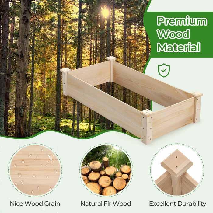 Costway Raised Garden Bed Fir Wood Wooden Square Wood Planter Box For Flower Outdoor
