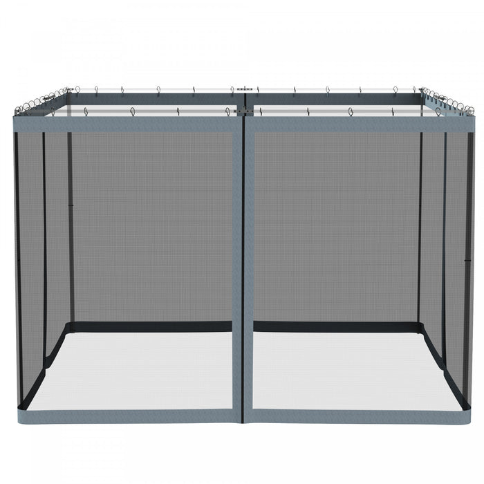 Outsunny Replacement Mosquito Netting For Gazebo 10' X 10' Screen Walls For Canopy With Zippers For Parties And Outdoor Activities, Dark Grey