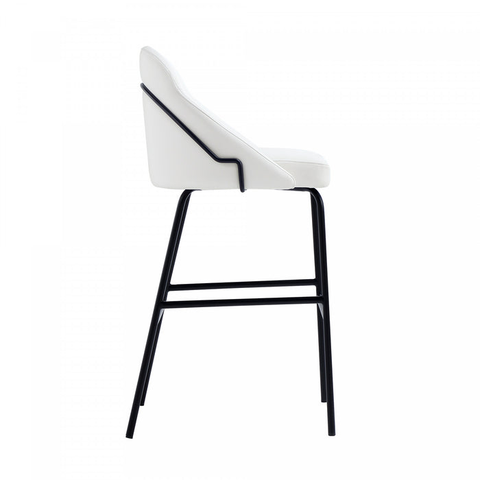 Gracie Modern Metal Upholstered Barstool in White and Black - Set of 2