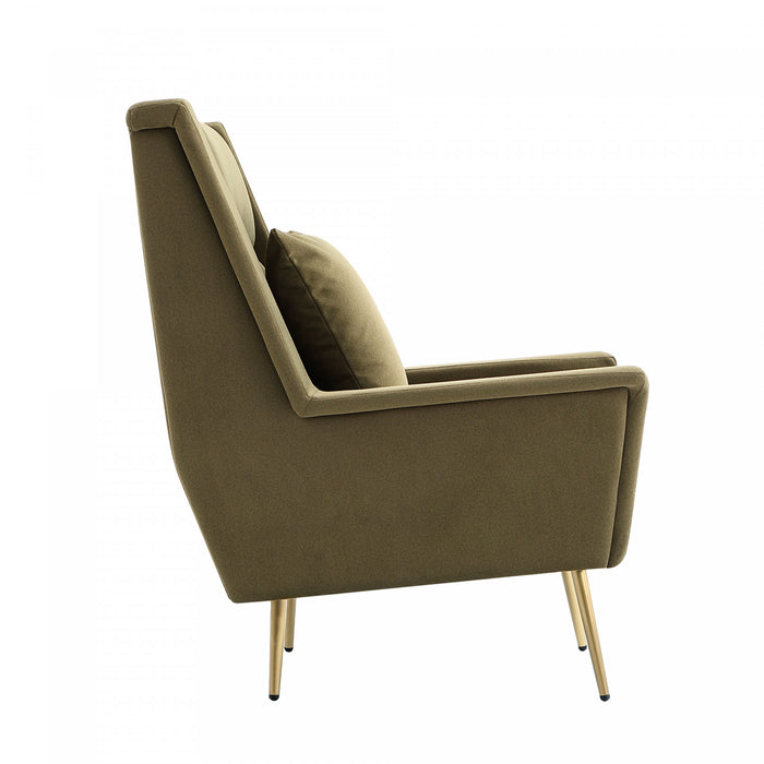 Vista Mid-Century Modern Metal Upholstered Lounge Chair in Forest Green
