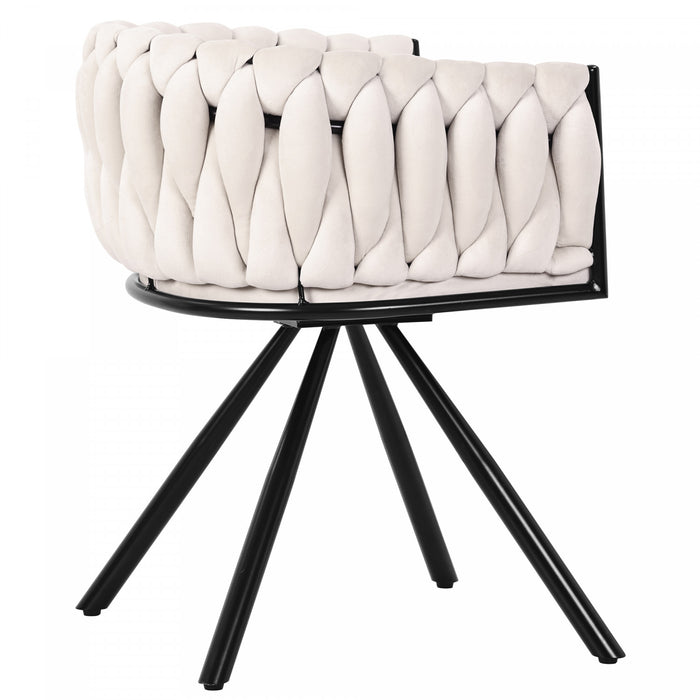 Amelia Velvet Swivel Dining Chairs with Tufted Upholstered and Metal Legs Set of 6, Beige