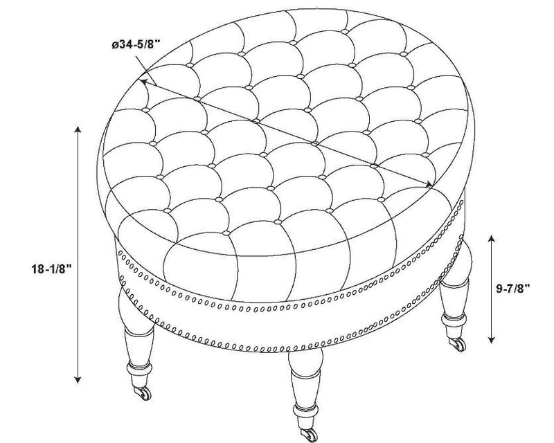 Isabelle Fabric Round Tufted Ottoman - Natural