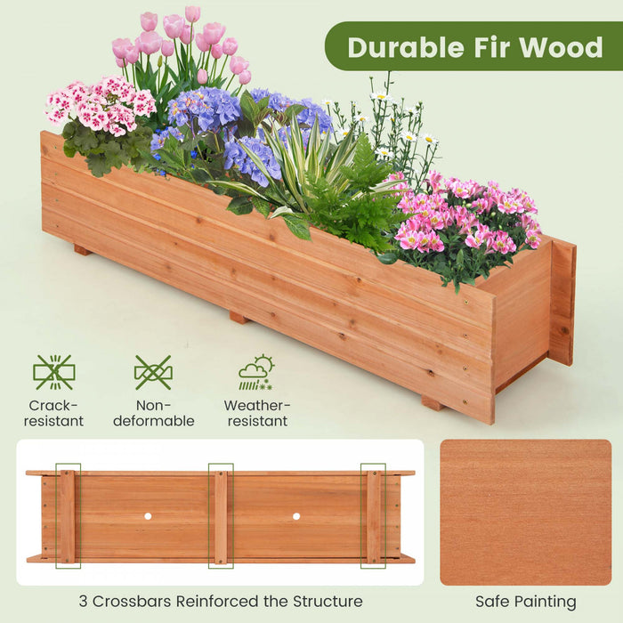 Costway Raised Garden Bed Wood Rectangular Planter Box With 2 Drainage Holes Outdoor