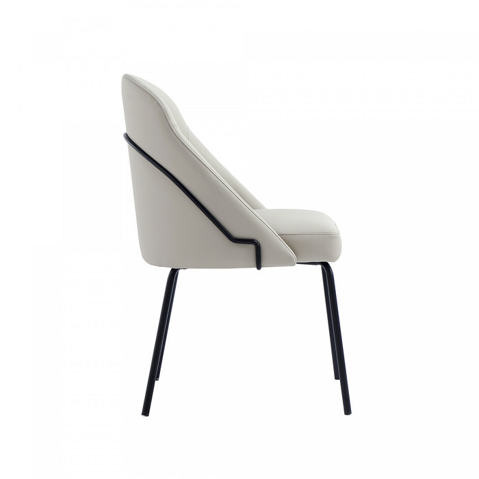 Gracie Modern Vegan Leather Metal Dining Chair in Stone Gray and Black - Set of 4