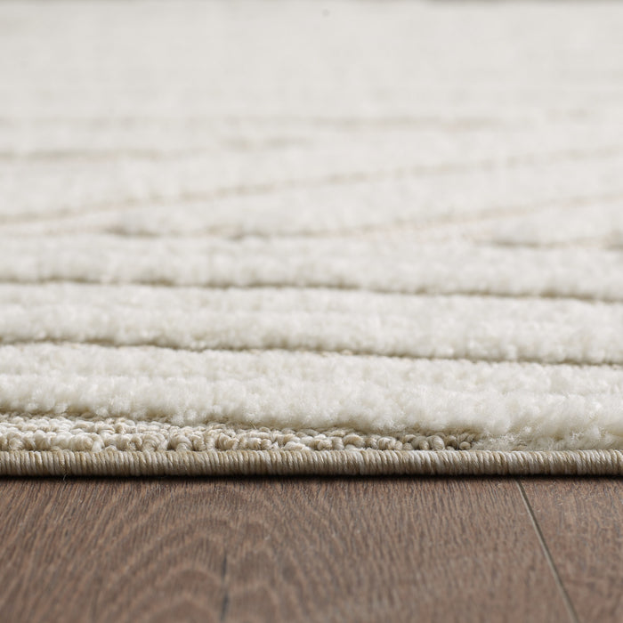 Quinto Brushed Beige Waves Shag Area Rug - 2'7\" x 8'