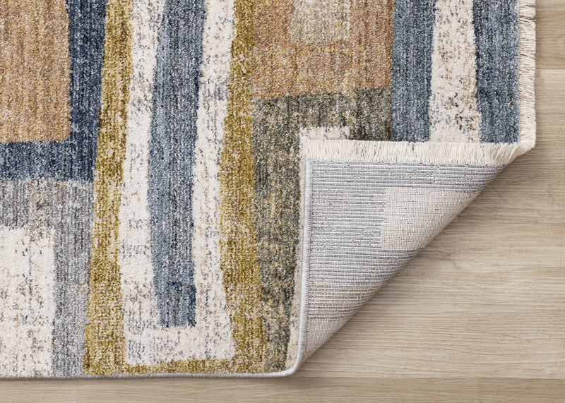 Macey Modern Grey Blue Red Sophisticated Area Rug - 5'3\" x 7'10\"