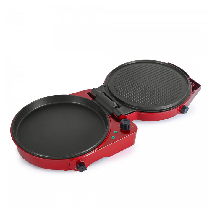 CHK Series Commercial Chef Countertop Pizza Maker & Indoor Grill, CHPG12R, Red