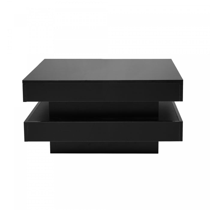Ryan Rotating Coffee Table with LED Lighting and 360° Swivel Top,Black