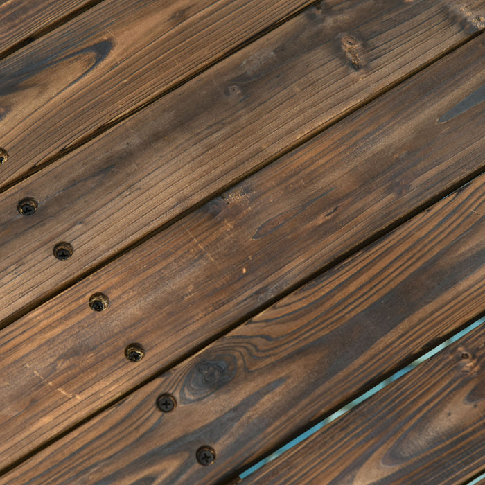 Outsunny 7.5' Fir Wood Garden Bridge Arc Walkway With Side Railings, Perfect For Backyards, Gardens, & Streams, Stained