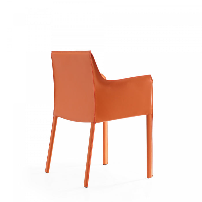 Paris Modern Vegan Leather Side Chair in Coral - Set of 2