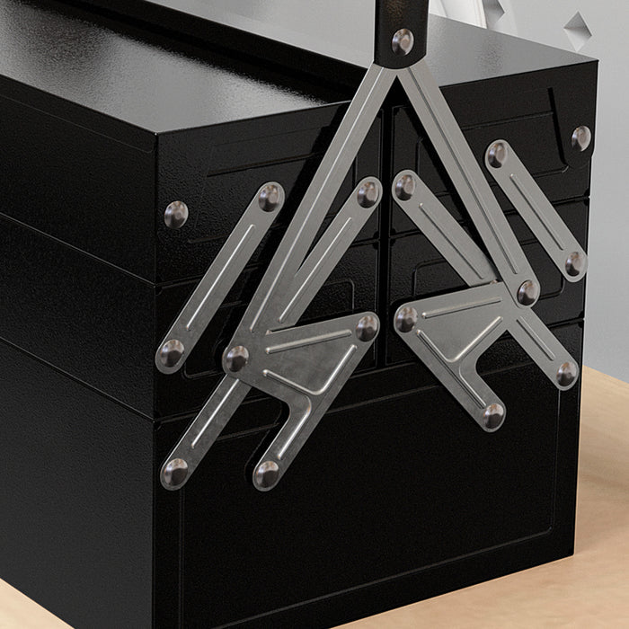 Durhand Metal Tool Box Portable Steel Tool Chest Cabinet With Handle, Black