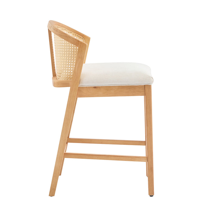 Tatti Rubber Wood Counter Stools with Cane Back Set of 2,Beige