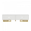 Aspect 63 Inch TV Stand with Textured Doors and Gold Legs, White | Aspect Meuble TV 63 po avec Portes Texturees et Pieds Dores, Blanc