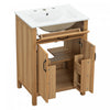 Nolan 24 Inch Modern Wood Bathroom Vanity with Ceramic Sink & Storage, Brown | Meuble de salle de bain en bois moderne Nolan 24 pouces avec lavabo ceramique et rangement, brun