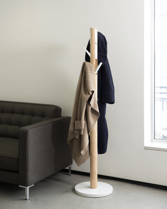 Umbra Modern Wood Flapper Coat Rack - White and Natural