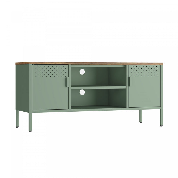 Landen Modern 47\" Metal Storage Cabinet in Sage Green Armoire