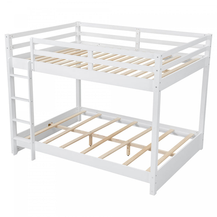 Ethan Solid Wood Queen Size Bunk Bed with Ladder, Sturdy & Space-Saving, White