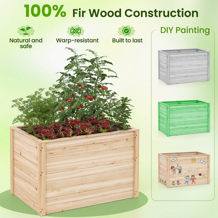 Costway 2 Pcs Elevated Planter Box With Open-ended Base For Deep-rooted Vegetable