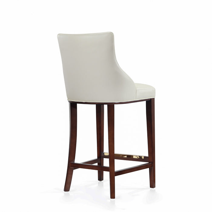 Shubert Modern Wood Upholstered Barstool in Ivory - Set of 3