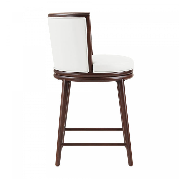 Evalyn Modern Wood Upholstered Counter Stool in White - Set of 2