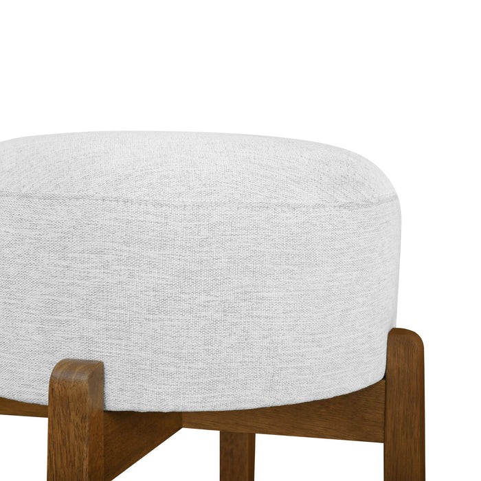 Vera Rubber Wood Bar Stool Set of 2 Indoor Seating with Round Ivory Cushion,Dark Walnut