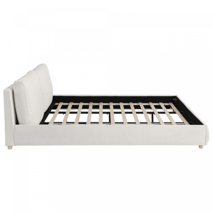 Ava Upholstered Bed with Loop-Pile Fabric,King Size - Light Beige