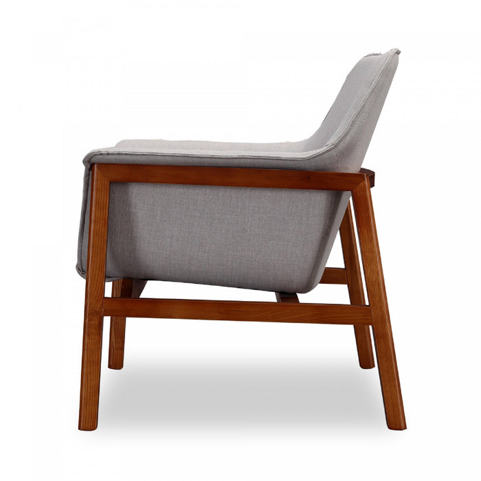 Miller Mid-Century Modern Linen Weave Accent Armchair in Gray - Set of 2