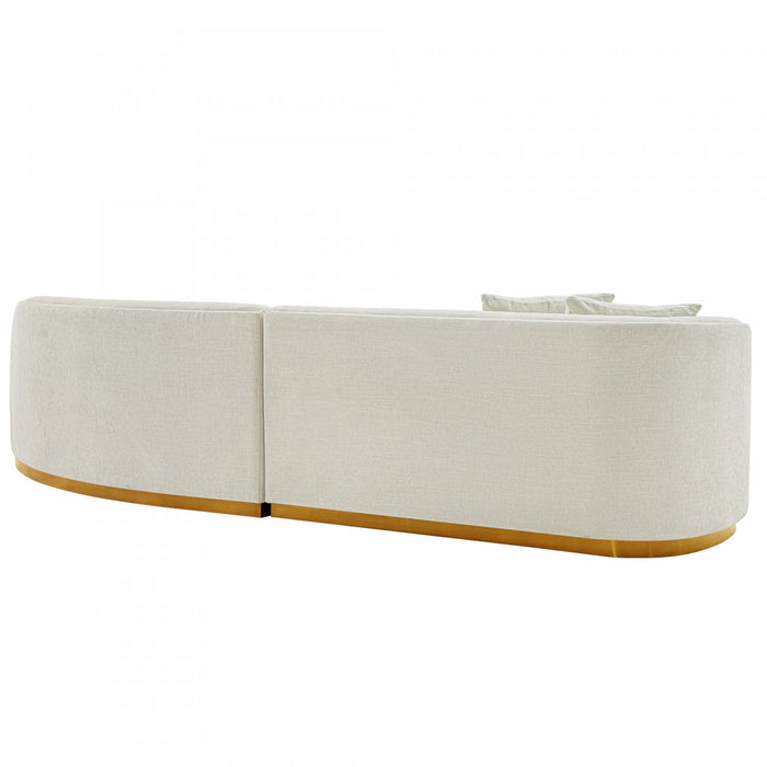 Daria Modern 132\" Chenille Sectional in Ivory