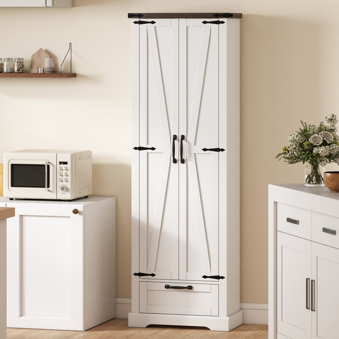 HOMCOM 71\" Pantry Cabinet, Kitchen Storage Cabinet with 2 Doors, White