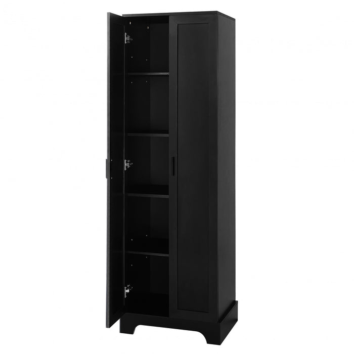 Liam Multi-Functional Storage Cabinet with Doors and Adjustable Shelves,Black Accent Cabinet