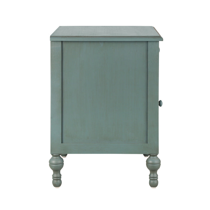 Amelia Vintage 24\" Nightstand with Carved Drawer and Cabinet,Blue