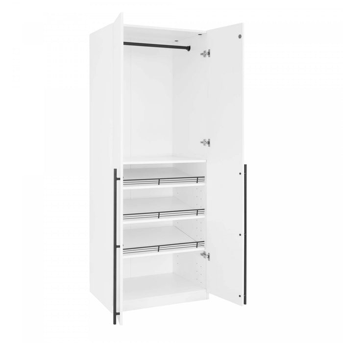 Lee Modern 32\" Wardrobe Closet in White - Set of 3 Armoire
