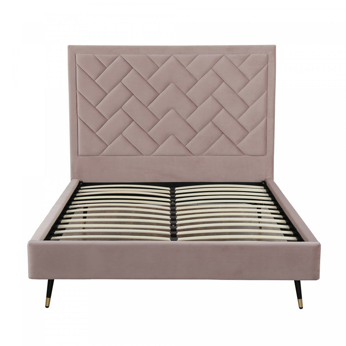 Crosby Modern Upholstered Velvet Queen Bed in Blush