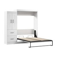 Bestar Edge Full Murphy Bed with Wardrobe (85 W) - White