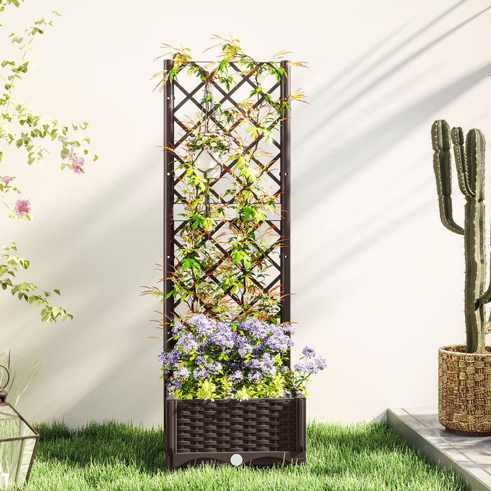 Outsunny Plastic Raised Bed, Garden Box With Trellis, 16\" X 16\" X 48\"