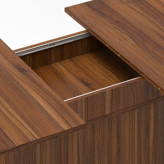 Noah Extendable Oval Dining Table with Striped Legs,Brown