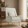 Vista Mid-Century Modern Metal Upholstered Lounge Chair in Ecru | Fauteuil lounge Vista style moderne du milieu du siecle en metal et tissu, coloris ecru