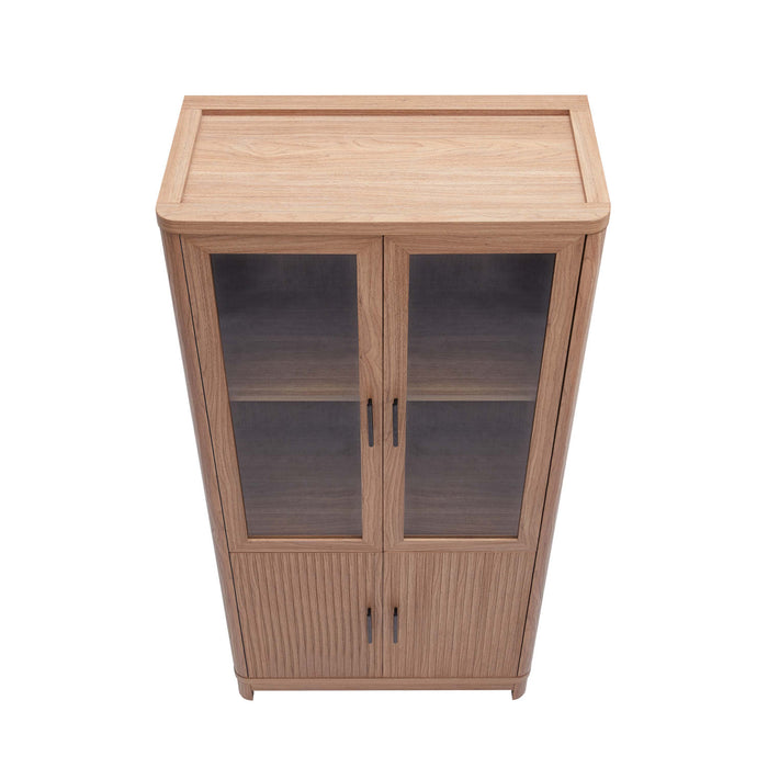 Jodie Mid-Century Modern 31\" Bookcase Cabinet in Maple (6-Shelf) - Set of 3